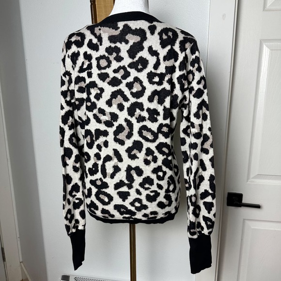 Vince Camuto Cheetah Print Black Beige Cardigan Sweater sz XS - Picture 5 of 8